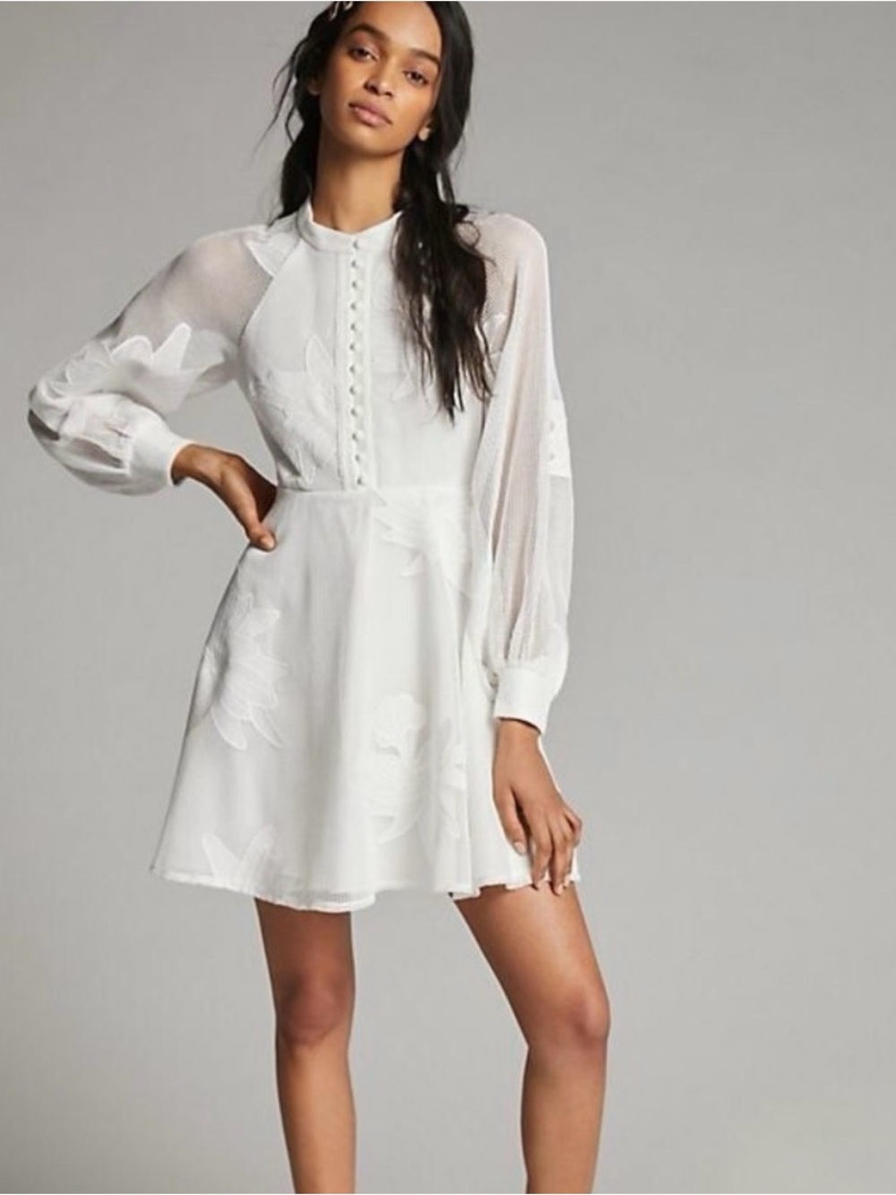 Anthropologie Mare Mare Sabine Embroidered Mini Dress Sz XS White